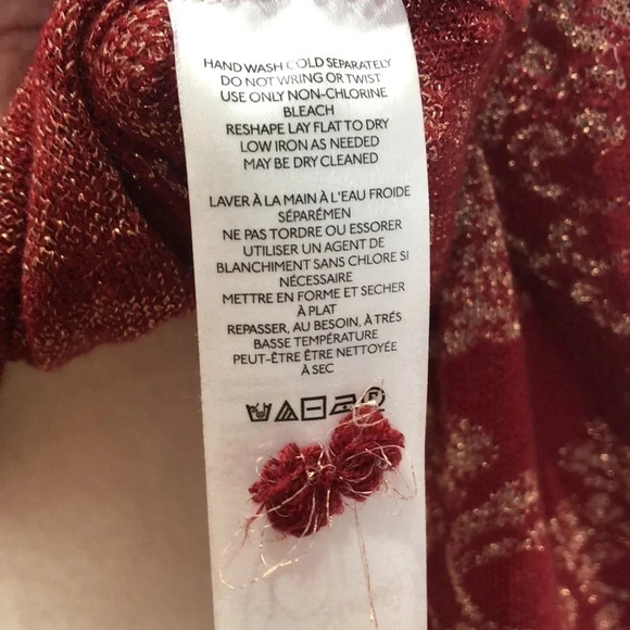 By Anthropologie ruched mock-neck sweater red metallic gold Medium New with Tags - Picture 6 of 8